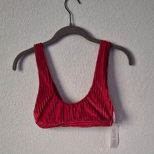 Dippin' Daisy's Vibrant Red Ribbed Swimsuit Top